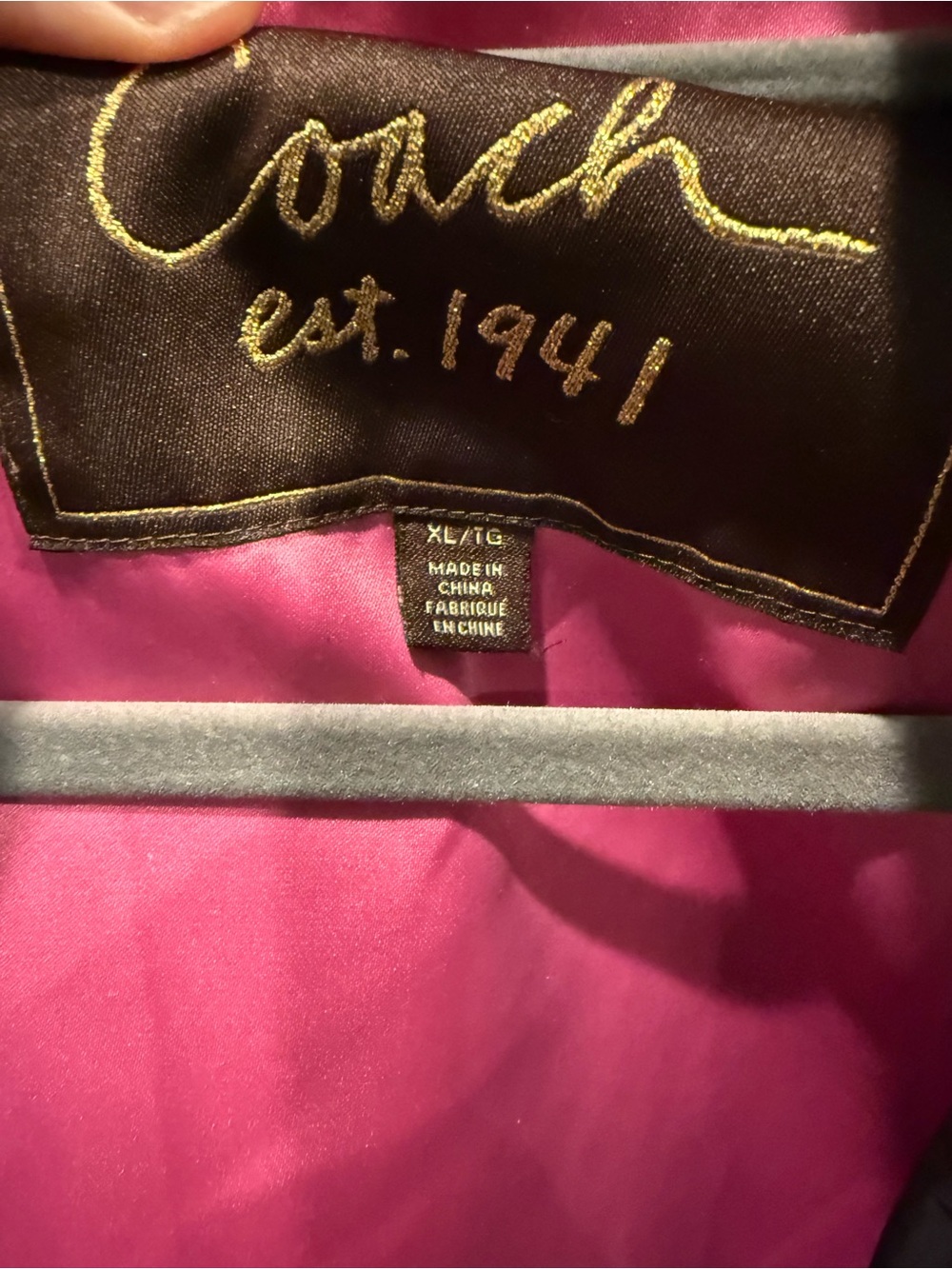 Coach logo women’s jacket black with pink lining & rolled sleeves size XL - Picture 2 of 6